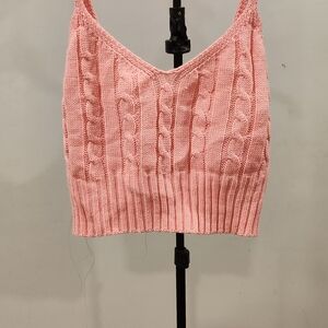 SHEIN Pink Cable Knit Crop Top